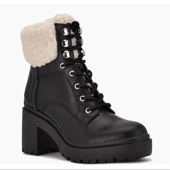 Nine West Quinine Women's Block Heel Combat Boots - Picture 1 of 4